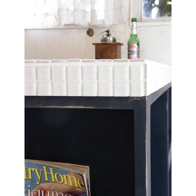 ♪ タイルトップ アイランドキッチンカウンター ネイビーブルー