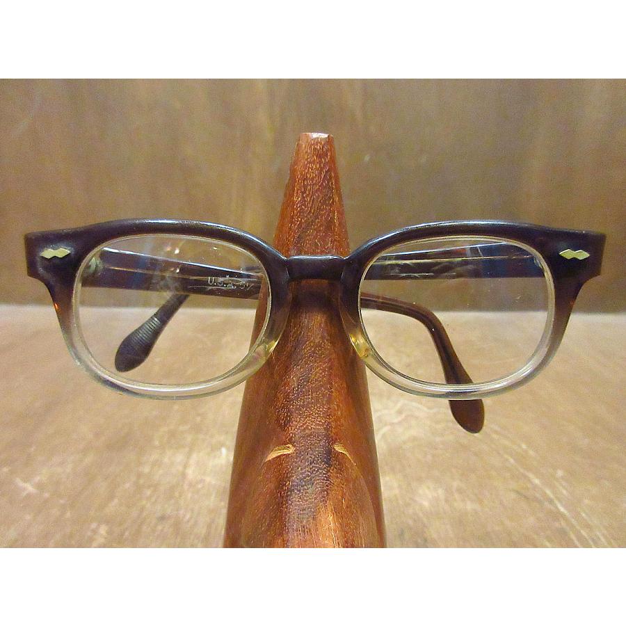 ビンテージ50's60's○ウェリントンブロー眼鏡茶○230924i8-eygls