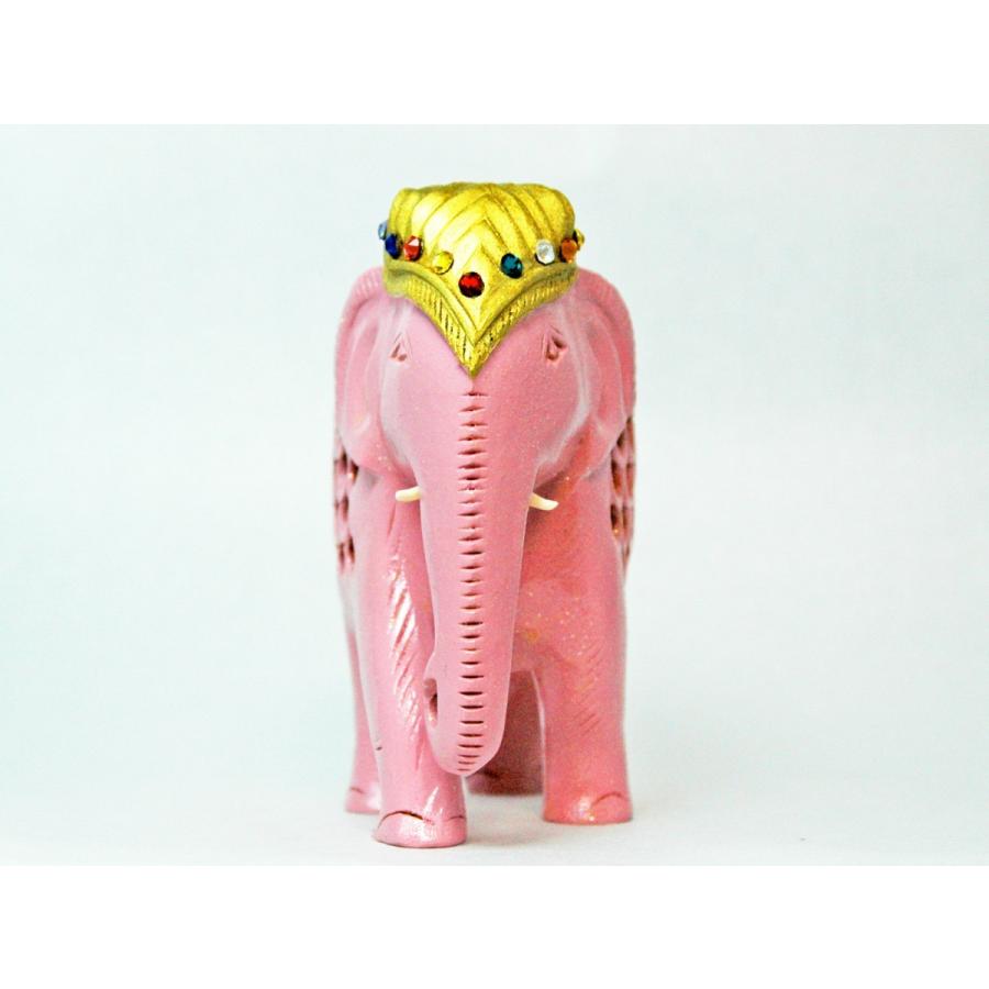 幸せを運ぶピンクのゾウさん 置物 象 ピンク ゾウ 木彫り 幸運 縁起物