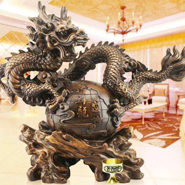 龍 置物 風水 特大 銅杯 八卦 平面鏡付き 三点セット : コッキーYahoo