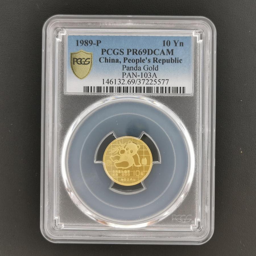 China 中華人民共和国 10元 1/10oz パンダ 金貨 1989-P スラブ入り