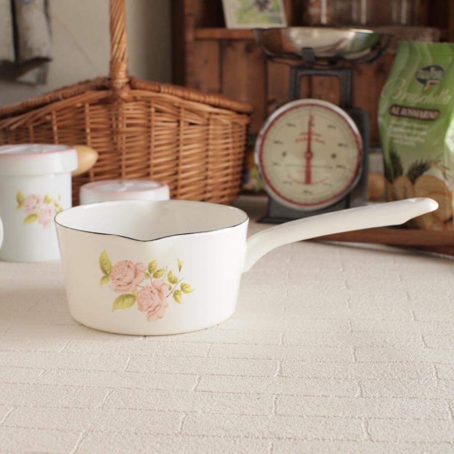 イマン ダイアナローズ 両口片手鍋 ホーロー ミルクパン アンティーク