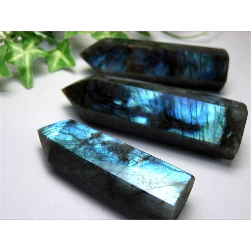 ラブラドライト ポイント 六角柱 重さ 100g-120g 1個売り ブルーや