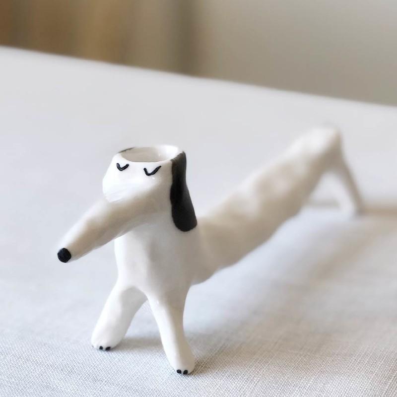 エレオノール・ボストロム 花瓶 犬 ロング ホワイト 陶器 置物 北欧