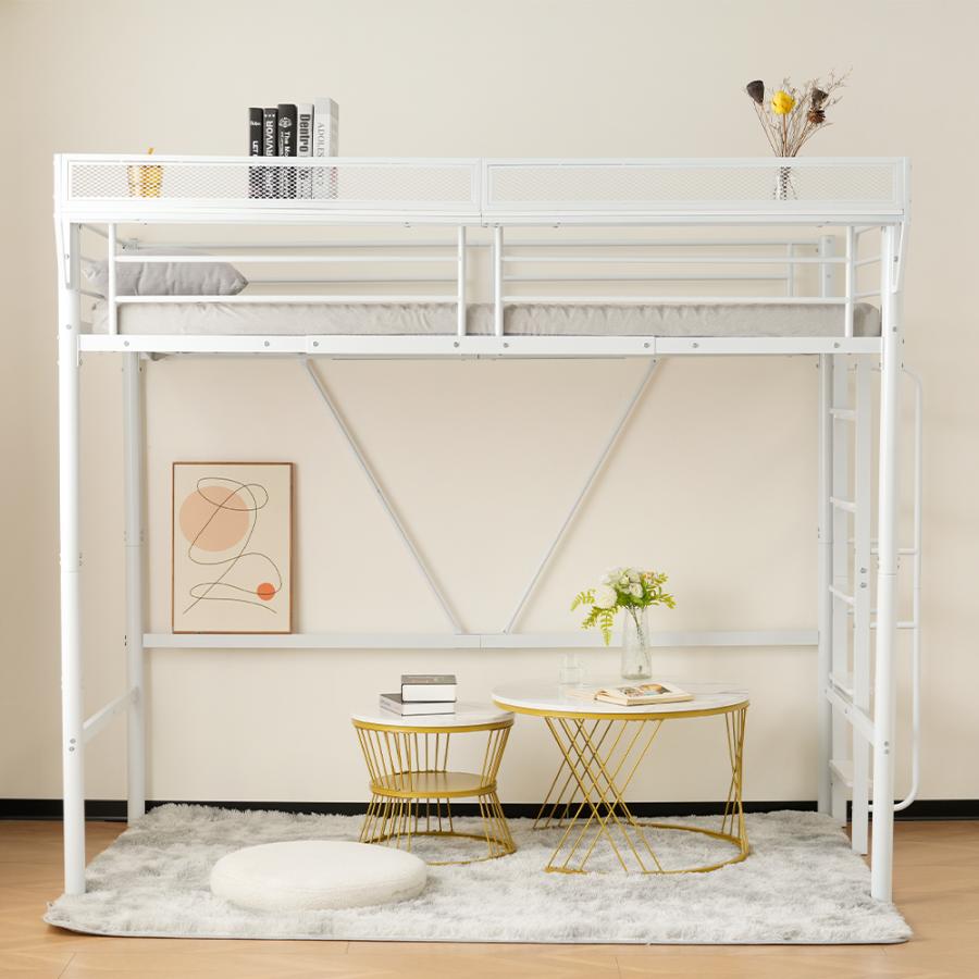 ロフトベッド パイプベッド システムベット 高さ182cm 宮棚付き 手すり