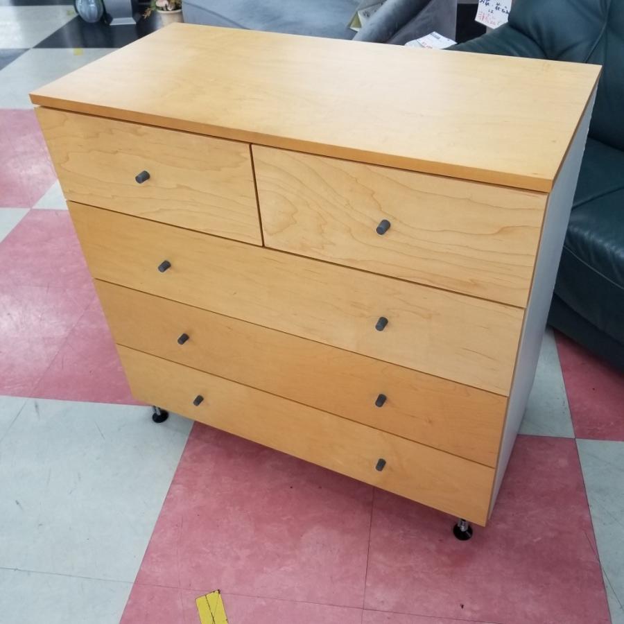 中古 店舗近郊送料格安 無印良品 廃版品 メープル材 ワイド4段チェスト