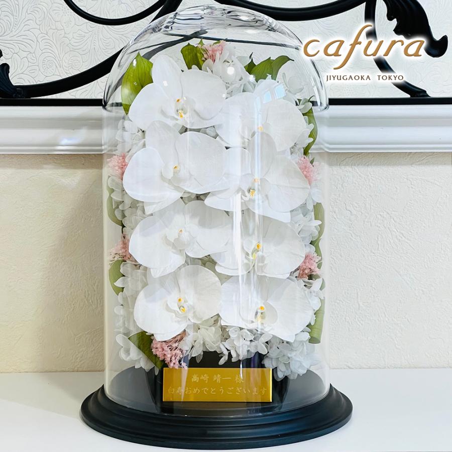 プリザーブドフラワー 胡蝶蘭 ガラスドーム 御祝 仏花 名入れ お祝い