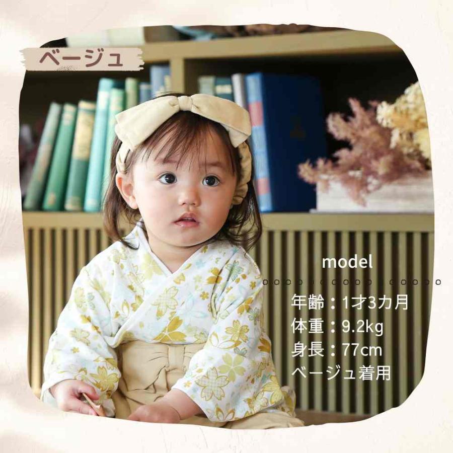 ベビー ヘアバンド 和風 リボン ベージュ レッド オレンジ ピンク