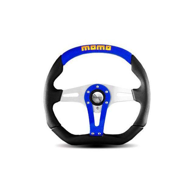 MOMO モモ トレック 35パイ アルカンターラ＆レザー ブルーグリップ