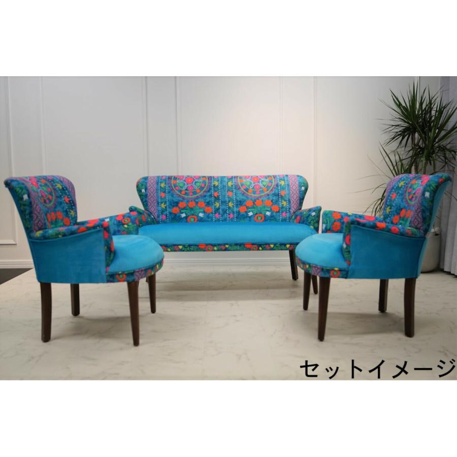 ROYAL ロイヤル 2人掛けソファ ブルー 花柄 トルコ製 SF2-R001-BL