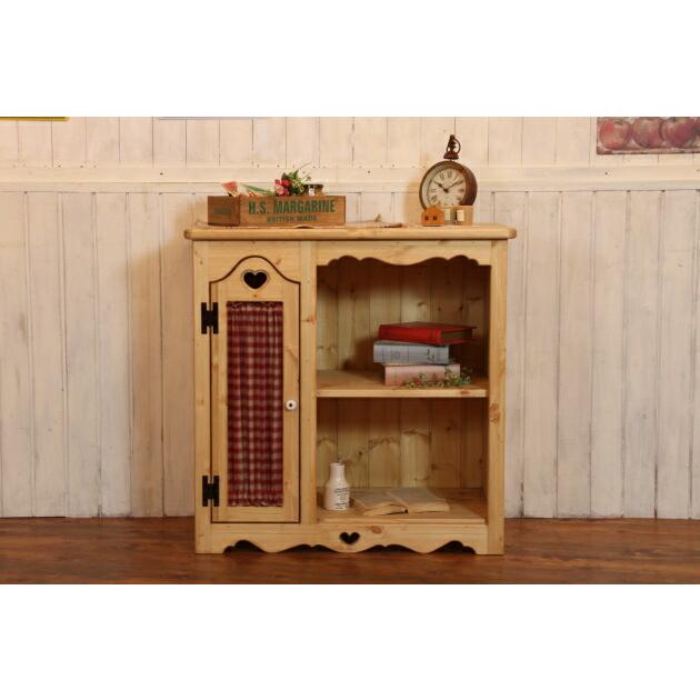 キャビネット ハート 布扉付き キッチンラック オーダーメイド