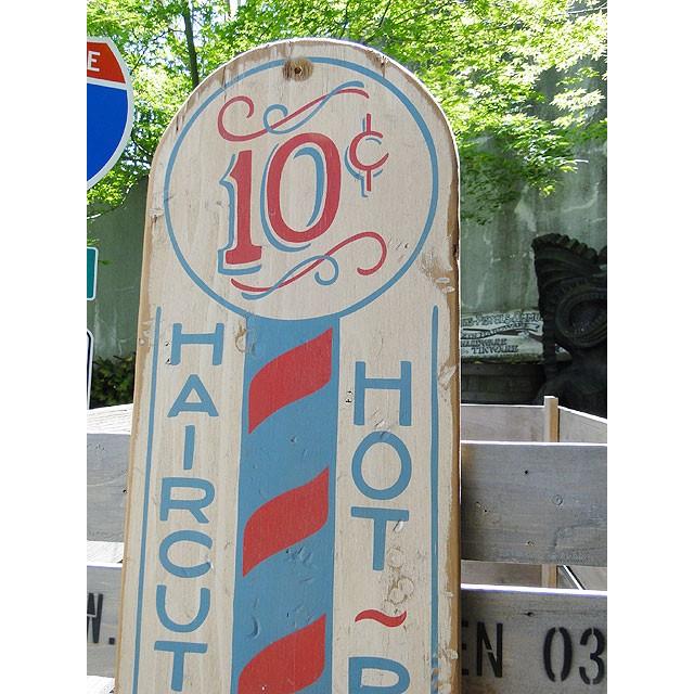 バーバーサインポール 木製看板 アメリカ雑貨 アメリカン雑貨