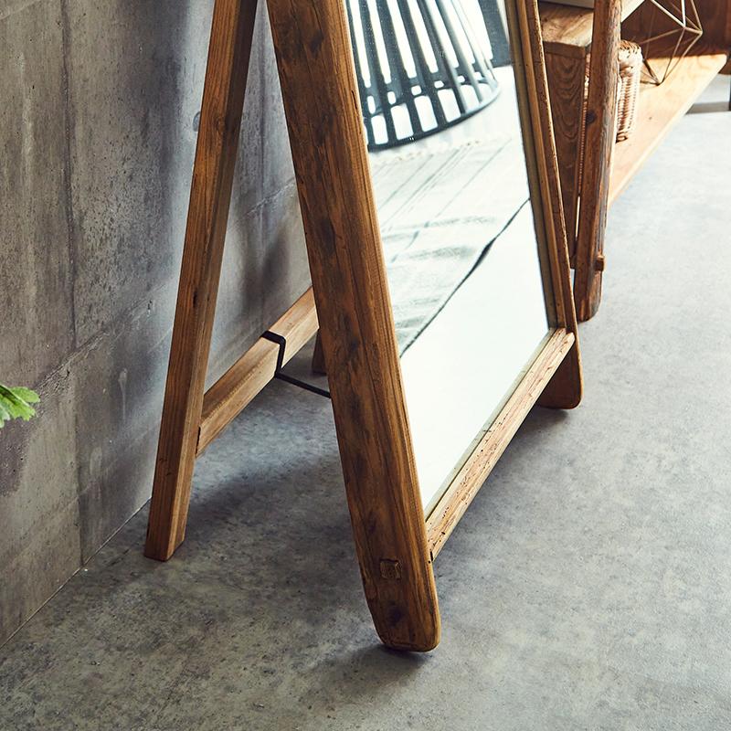 姿見 鏡 全身鏡 スタンドミラー 木製 無垢材 かがみ 大きいミラー 幅60