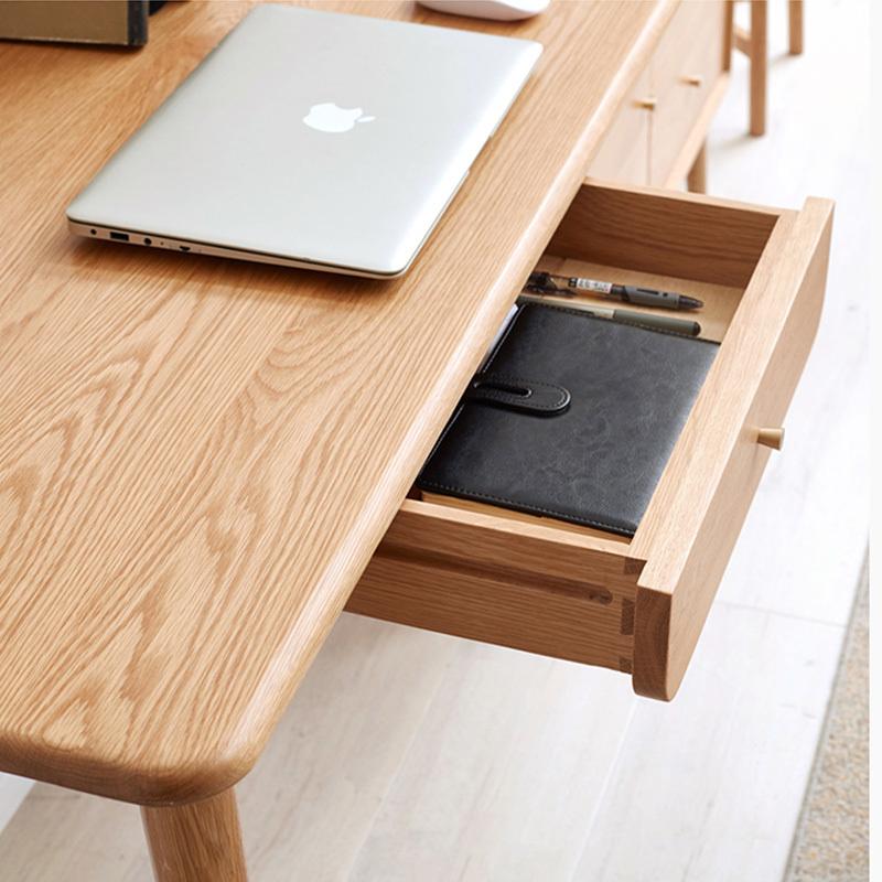 ワークデスク 引き出し付き チェスト付き 木製 おしゃれ レッドオーク