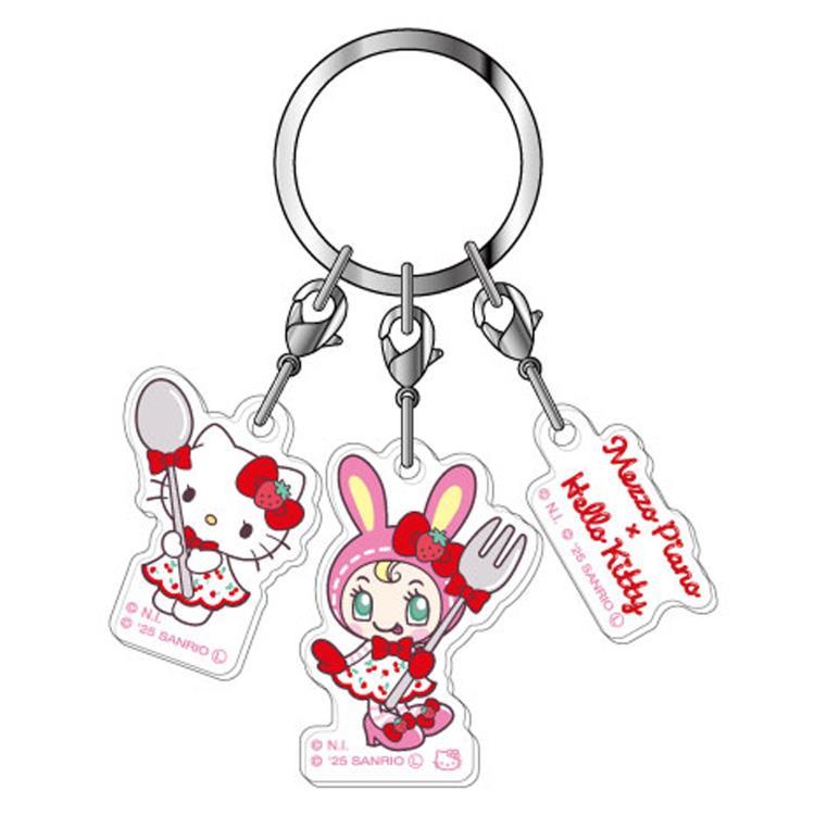 メゾピアノ×ハローキティ 3連アクリルキーホルダー 01 チェリーA