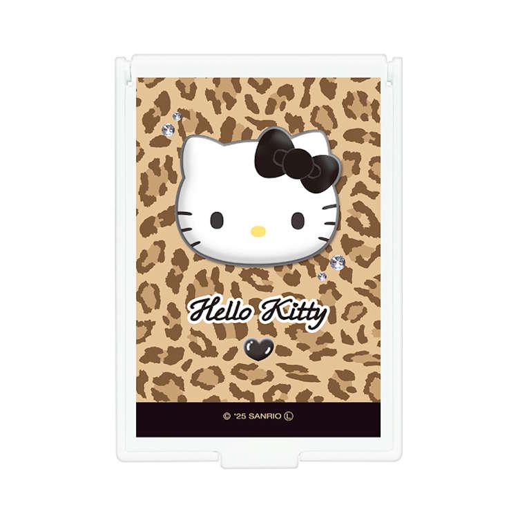 ハローキティ マスコット付きLサイズミラー ブラックリボン 卓上ミラー