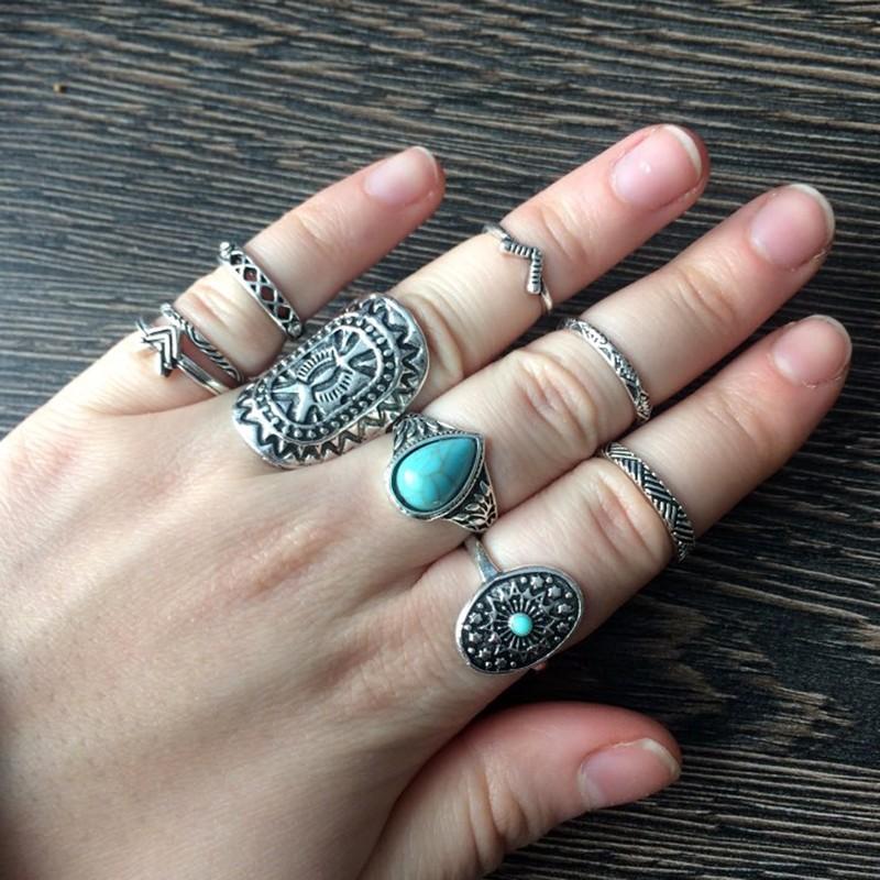 リング 指輪 10個セット シルバー ターコイズ 彫刻 インディアン
