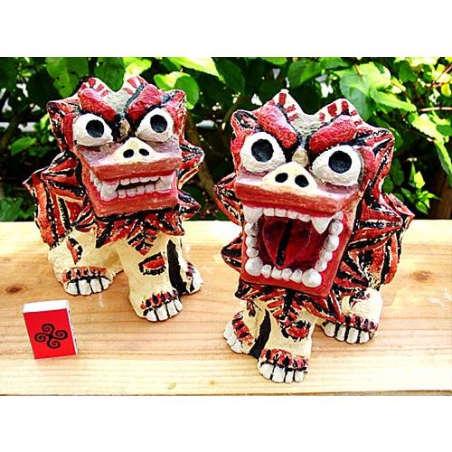 送料無料 漆喰シーサー 瓦大シーサー 1対(阿吽) 宮城光男 : 沖縄良品