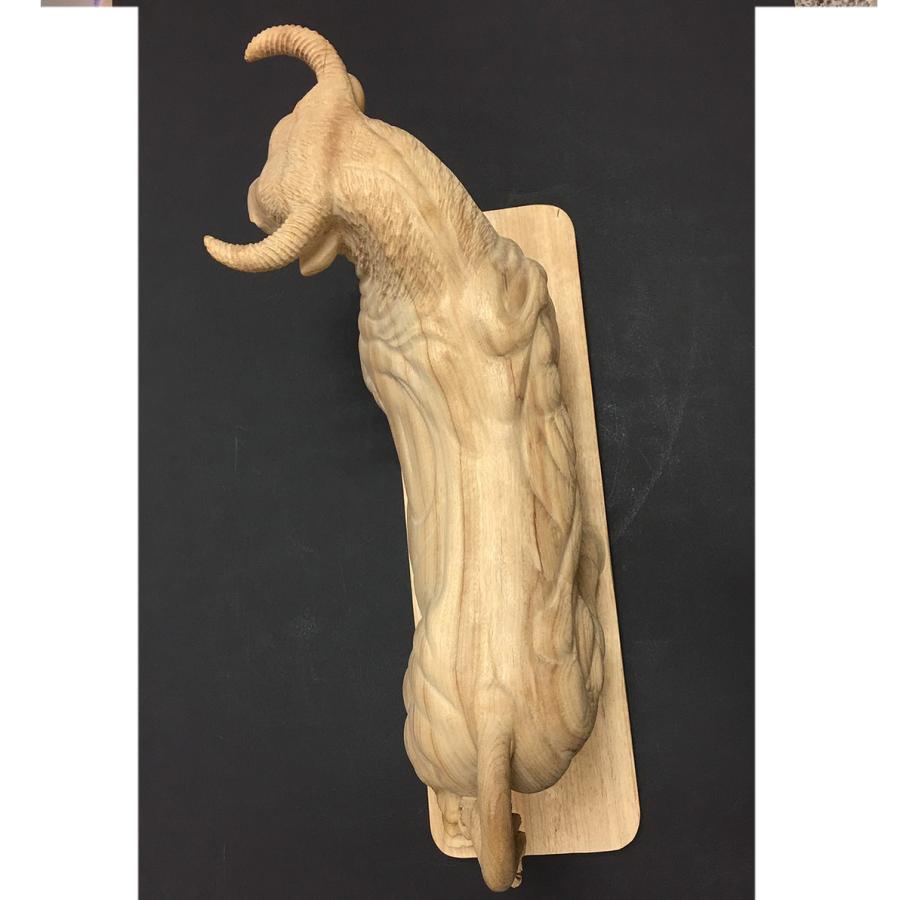 くす一木彫 彫刻 雄牛像 白木仕上げ 高さ約33cm 〜逞しい雄牛を台座
