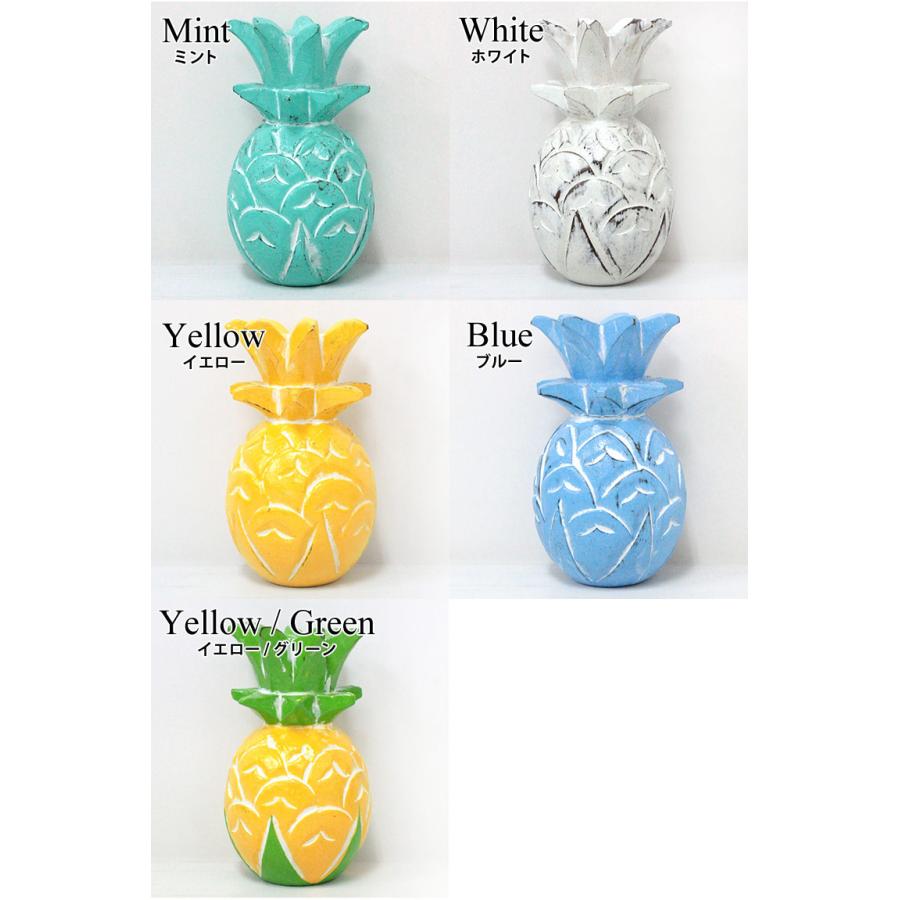 パイナップル 木製 オブジェ Mサイズ 12cm ハワイ雑貨 南国 インテリア