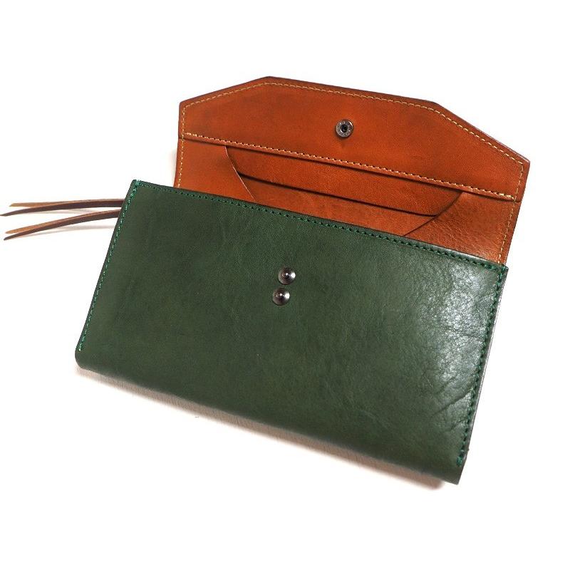 annak（アナック） 栃木レザー ギャルソンロングウォレット グリーン