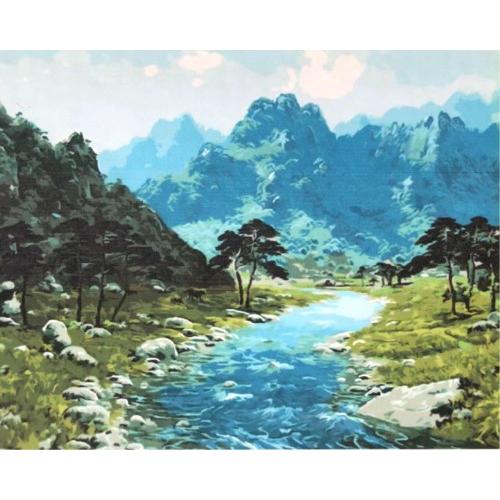 油絵 絵画 壁掛け 父の日 塗り絵 セット インテリア 美術品 山川 DIY絵