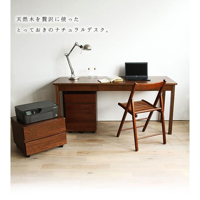 デスク のみ 引出し付デスク 幅95cm タモ天然木無垢 北欧調省