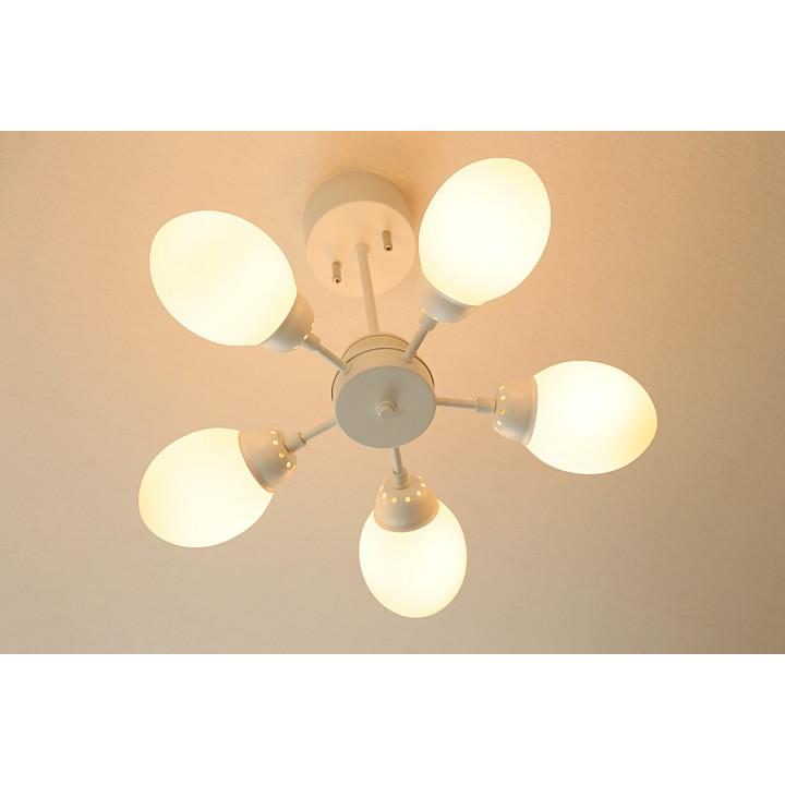 5灯 シーリングライト Cherry ホワイト レトロ 照明 ガラス : デザイン