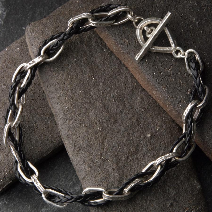 カレン 族 シルバー チェーン 革紐 ブレスレット アンクレット メンズ