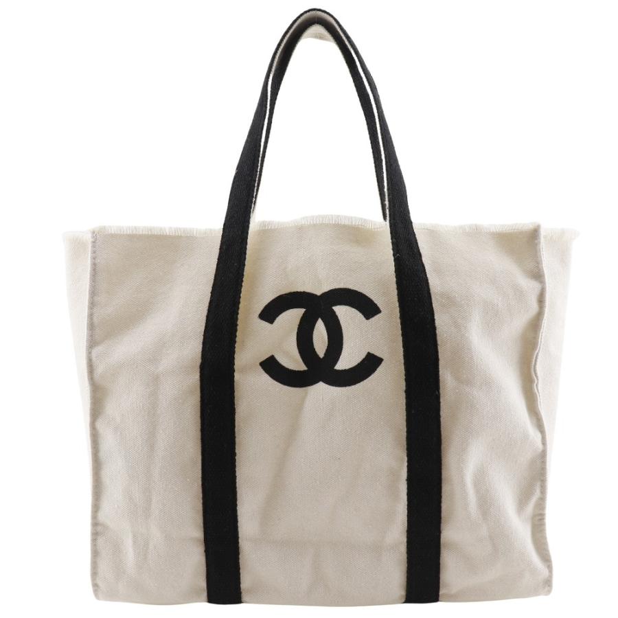 CHANEL シャネル ココマーク ノベルティ トートバッグ キャンバス 白