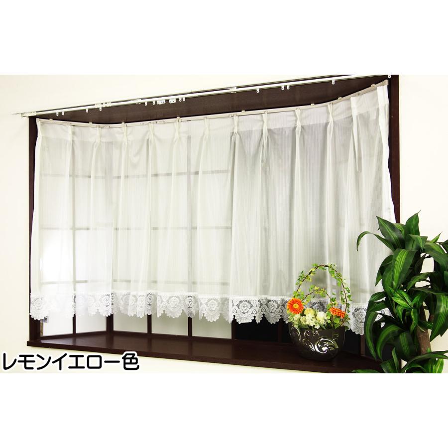 レースカーテン 出窓用 おしゃれ ストライプ 1枚入 中継ぎナシ 日本製