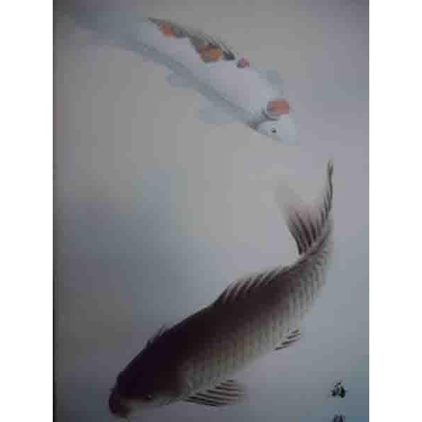 掛け軸 松鯉 小野寺梅嶽 美術名典掲載作家 肉筆100％ 掛軸 全国送料