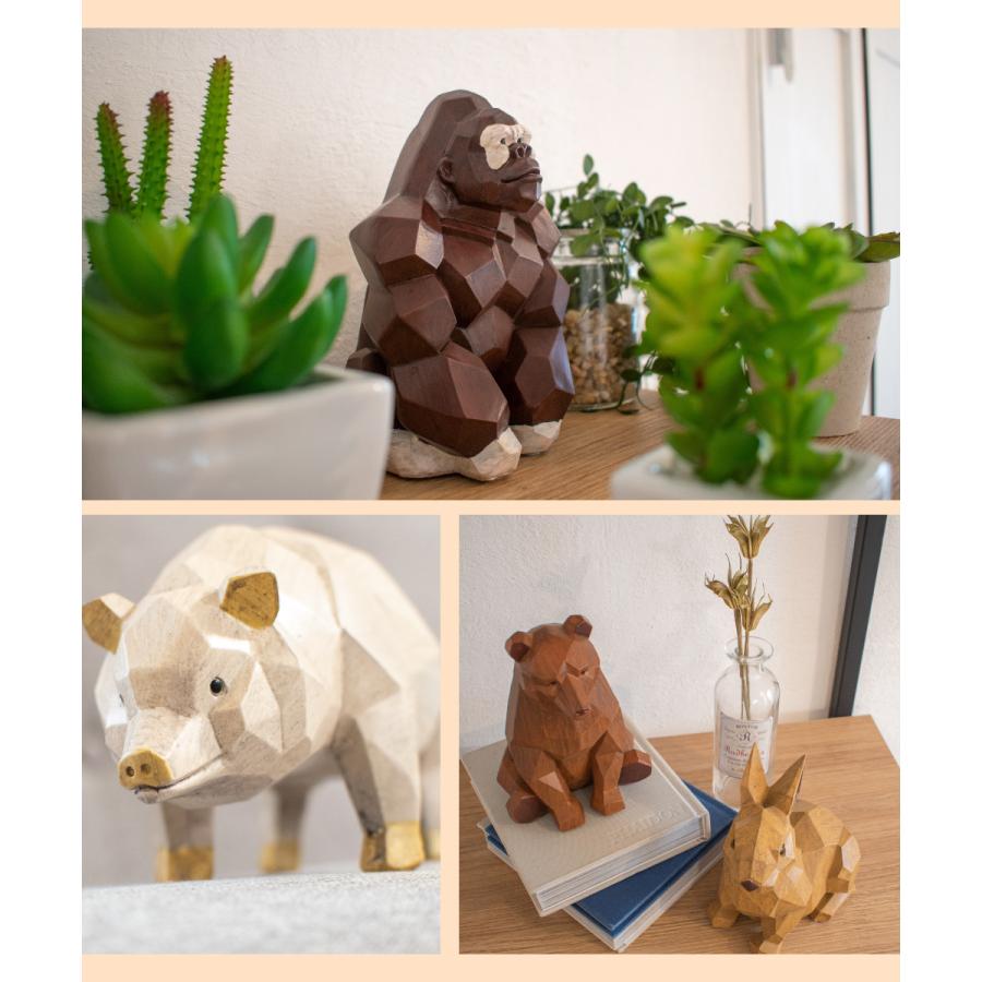 貯金箱 おしゃれ 動物 アニマル 北欧 うさぎ くま ブタ ゴリラ 木