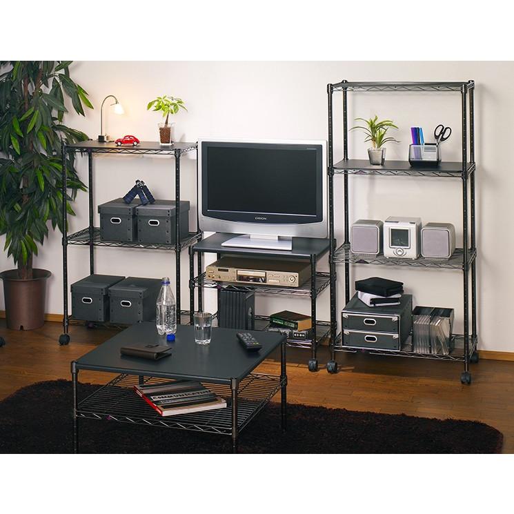 Luminous スチールラック 木製天板 幅60 奥行40 3段 ルミナス ブラック