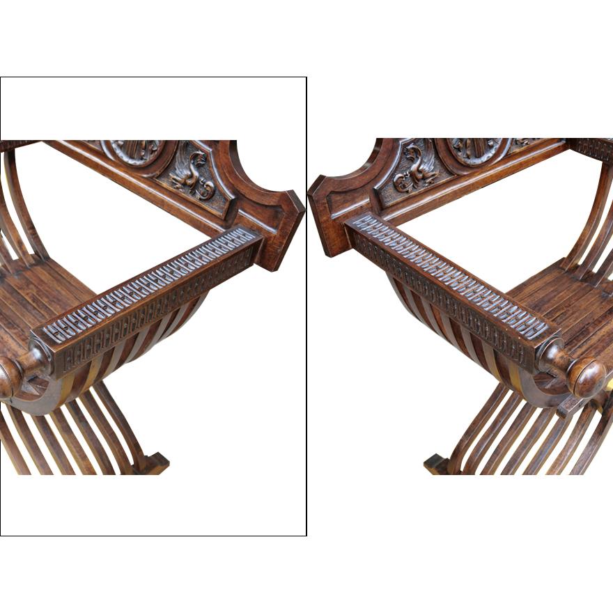 アンティーク サヴォナローラチェア 折りたたみチェア マホガニー材 z