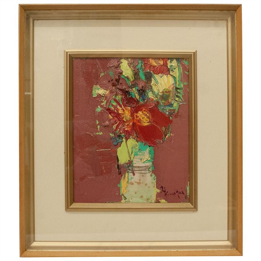 熊谷善正 「花」 油彩3号 : アンティーク慈光 - 通販 - Yahoo!ショッピング