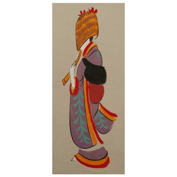 国井幸雪 大津絵 「女虚無僧」 掛軸 : アンティーク慈光 - 通販