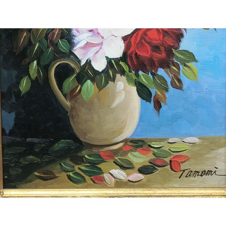 大野玉視 「バラ」 肉筆 油彩画 6号 額装 p-137 : アンティーク慈光