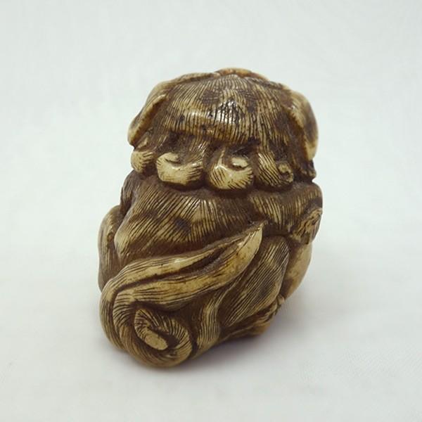 根付 鹿角手彫 玉乗り獅子 : アンティーク慈光 - 通販 - Yahoo