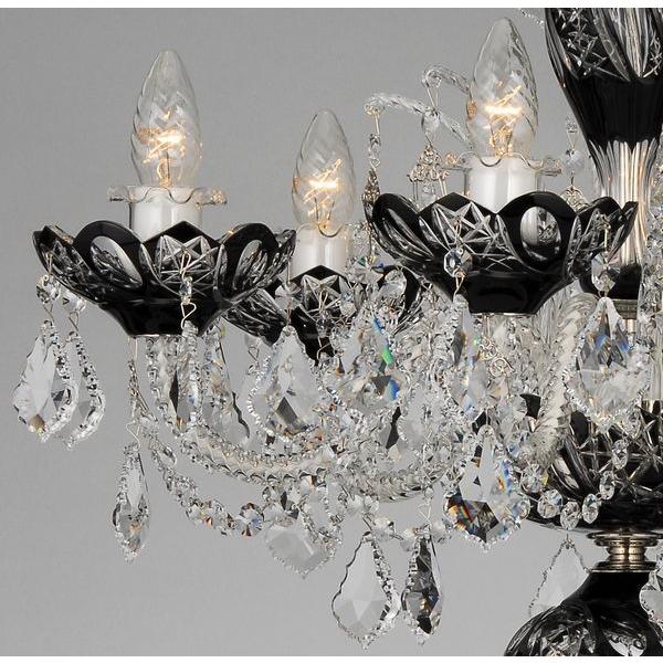 黒 切子 シャンデリア CH-06GA-BLACK LED電球対応 6灯 高級 クリスタル