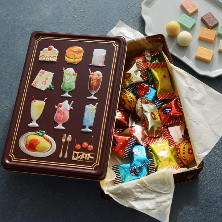はじけるキャンディチョコレート 喫茶メニュー缶 Mary Chocolate