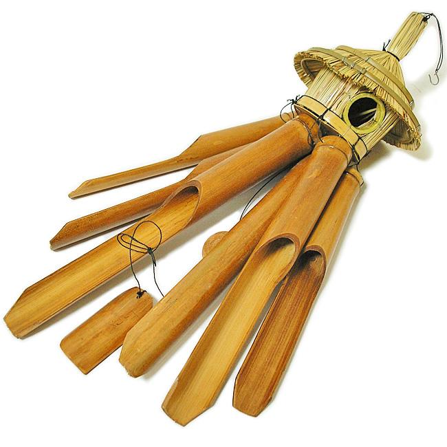 現品限り・小鳥付き】バンブー 風鈴 ウィンドチャイム 竹ベル40cm