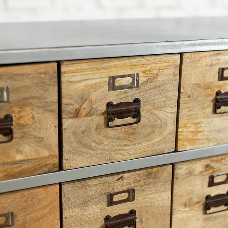 チェスト 木製 無垢材 アイアン 引き出し 4段 脚付き シルバー 完成品