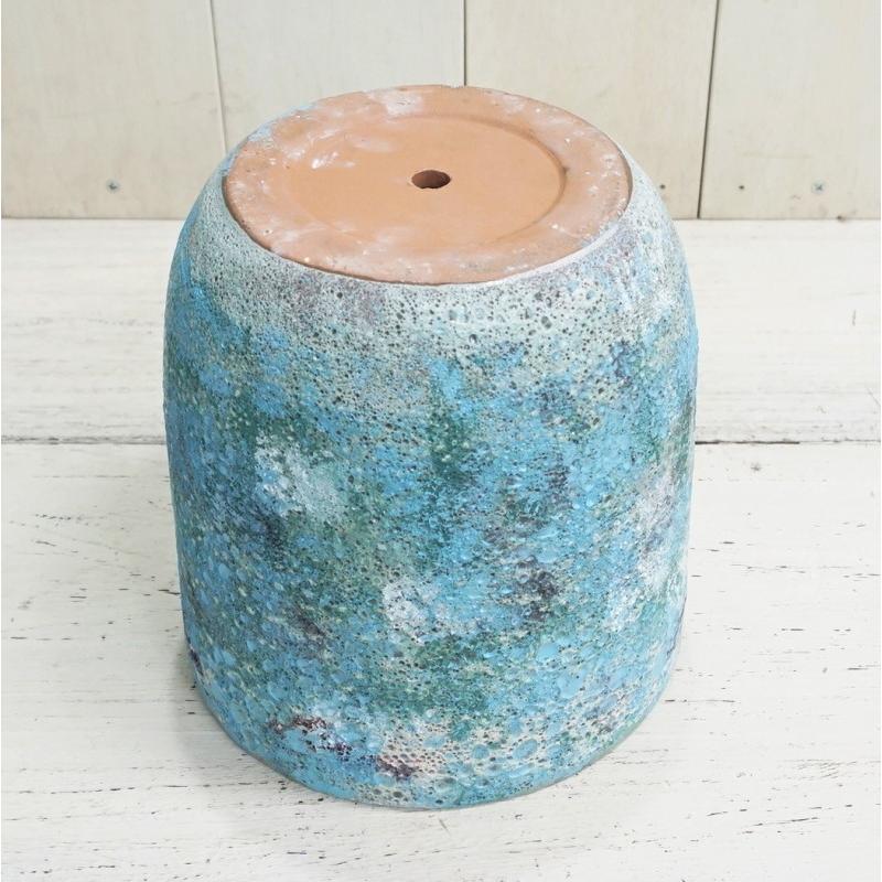 植木鉢 おしゃれ アンティーク 陶器鉢 IS101M 18cm 6号 ブルー 底穴