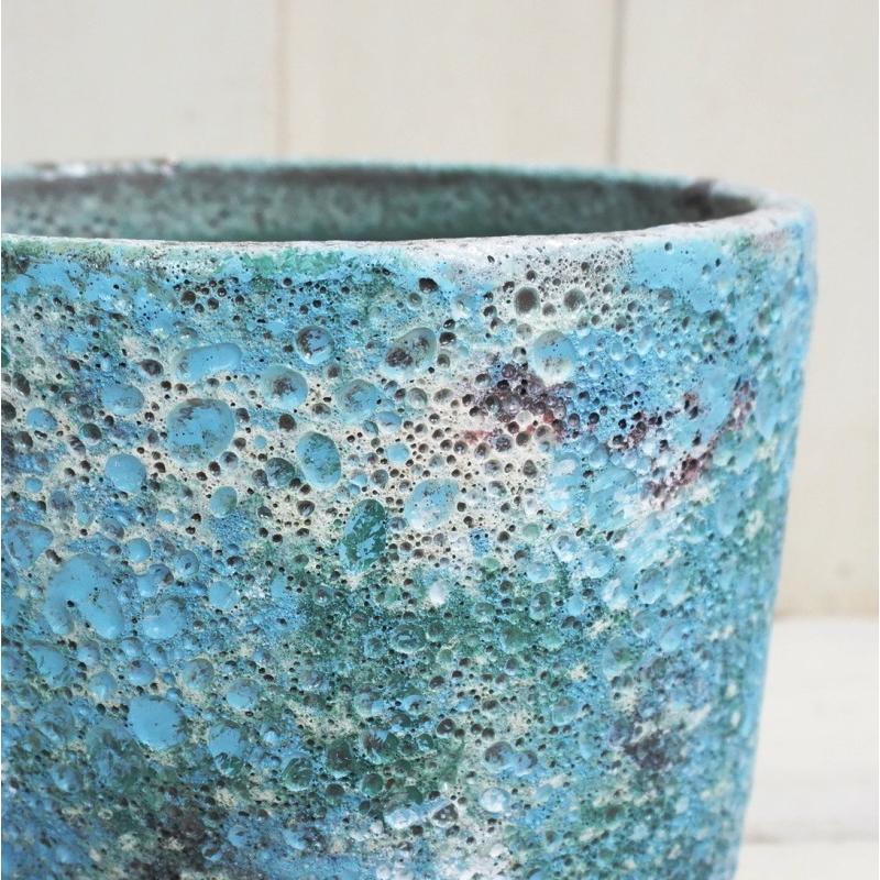 植木鉢 おしゃれ アンティーク 陶器鉢 IS101M 18cm 6号 ブルー 底穴