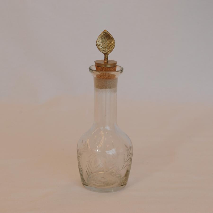 ガラスボトル ガラス瓶 アンティーク風ガラスボトル 切子ガラス瓶 真鍮