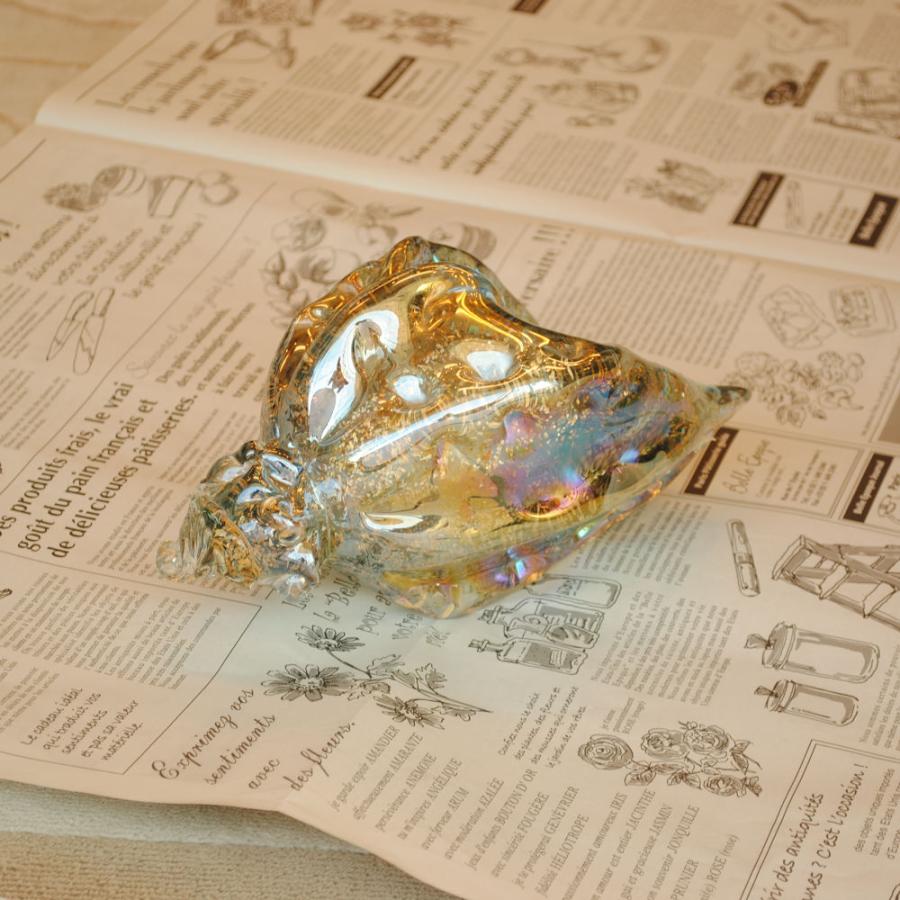 巻貝 シェル ほら貝 貝 置物 オブジェ グラスシェル 虹色 ガラス