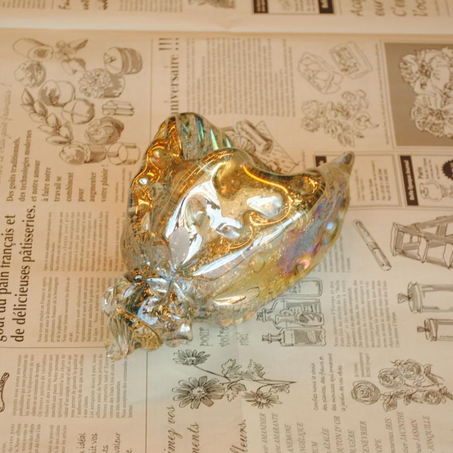 巻貝 シェル ほら貝 貝 置物 オブジェ グラスシェル 虹色 ガラス