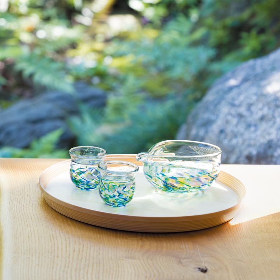 津軽びいどろ 酒器 セット 花うつし 紫陽花 アデリア 日本製 化粧箱入