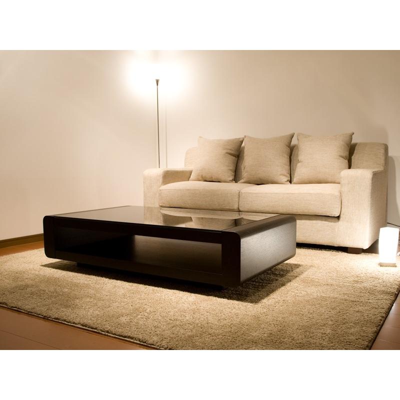 ブラックガラストップリビングテーブル/Loob【商品番号:673d-130-bk